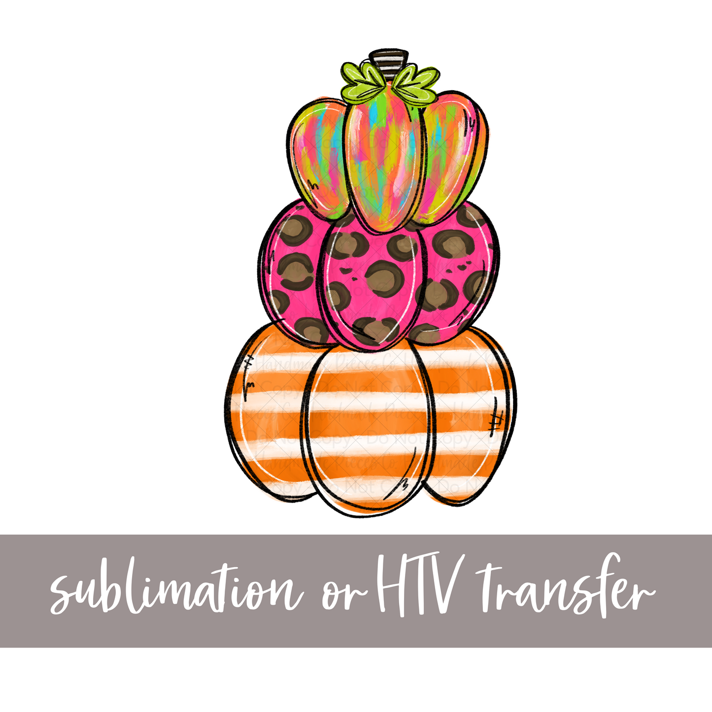 Pumpkin Trio, Stacked Pink - Sublimation or HTV Transfer