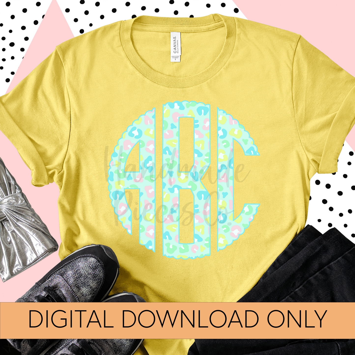 Bright Pastel Spring Leopard Monogram - Multiple Styles - Digital Download