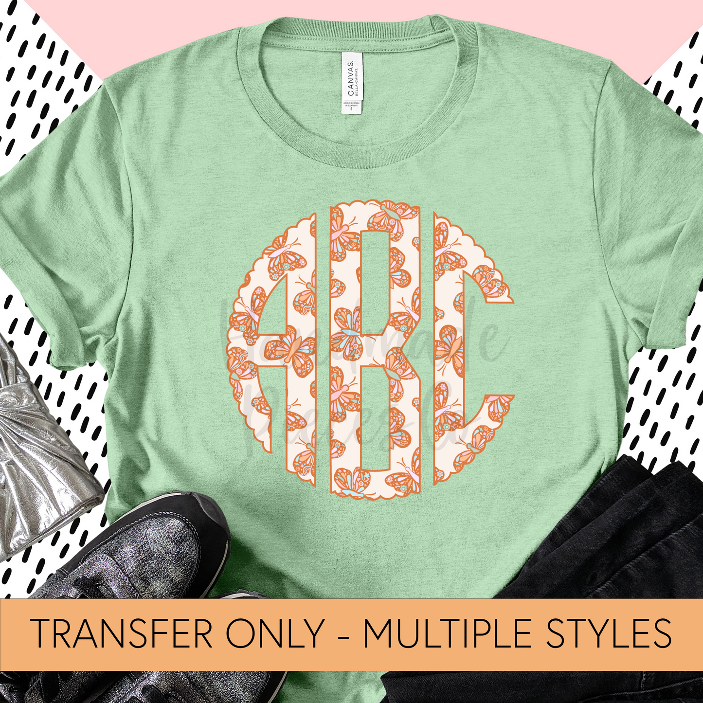 Spring Butterflies Monogram - Sublimation or HTV Transfer