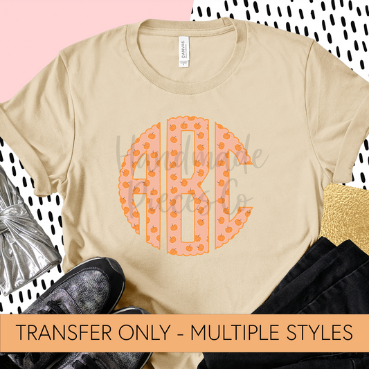 Pumpkins, Small Monogram - Sublimation or HTV Transfer