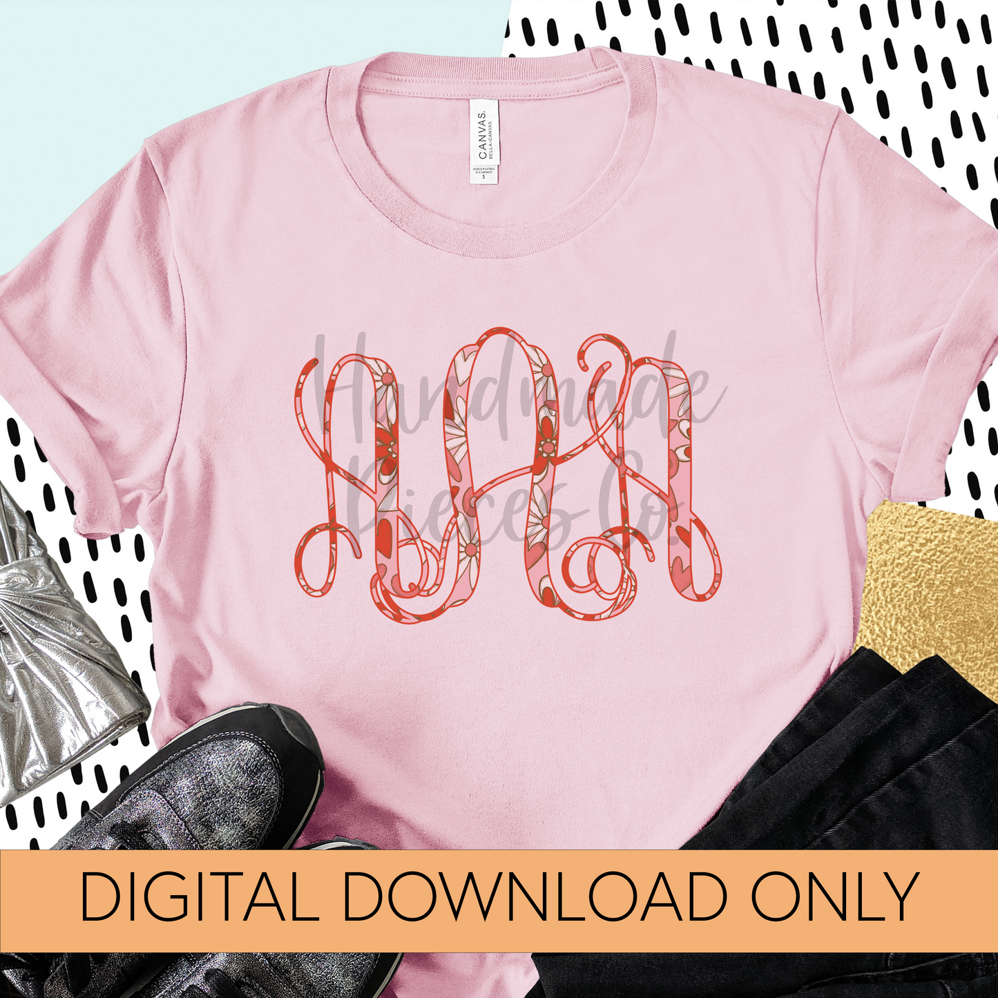 Floral XOXO Monogram - Multiple Styles - Digital Download