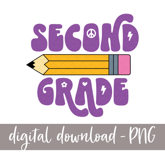 Second Grade, Pencil - (Retro Font)