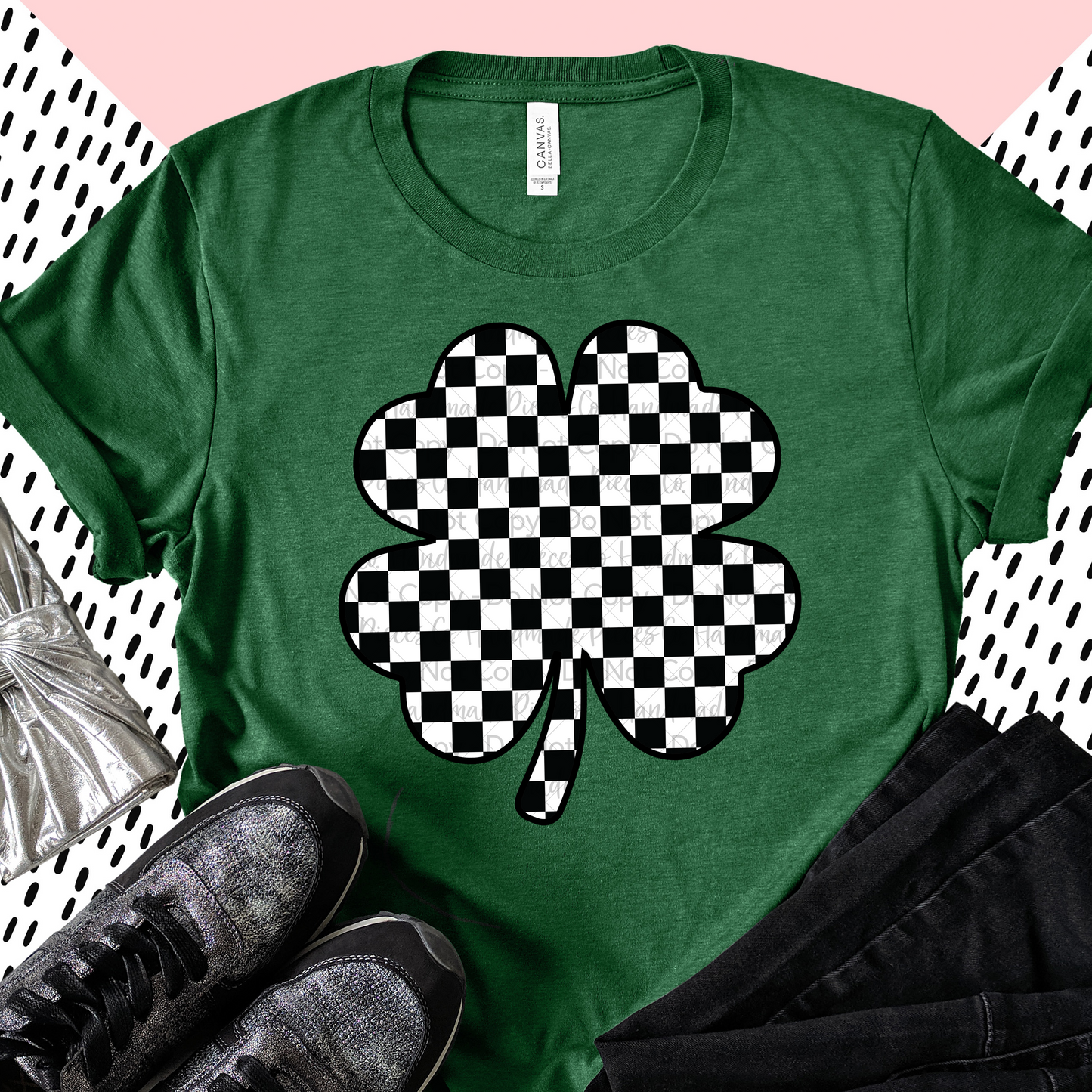 Shamrock, Black Checkered  - Digital Download