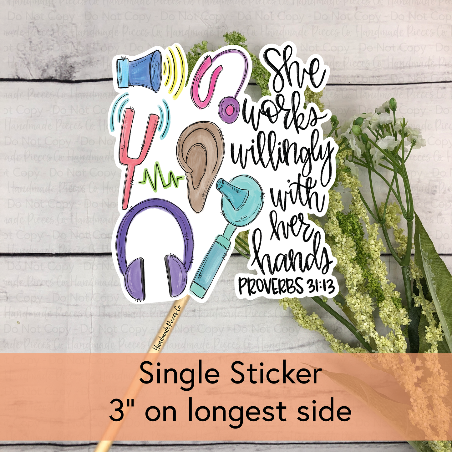 Audiologist, She Works Willingly - Vinyl Sticker