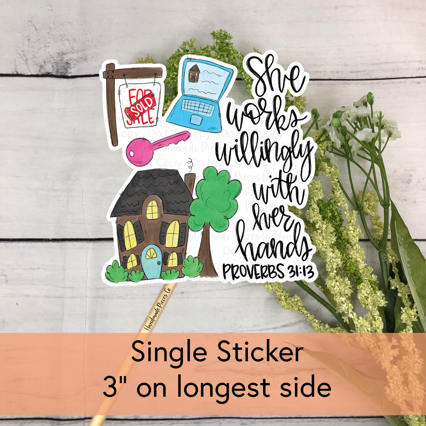 Real Estate Agent, She Works Willingly - Vinyl Sticker