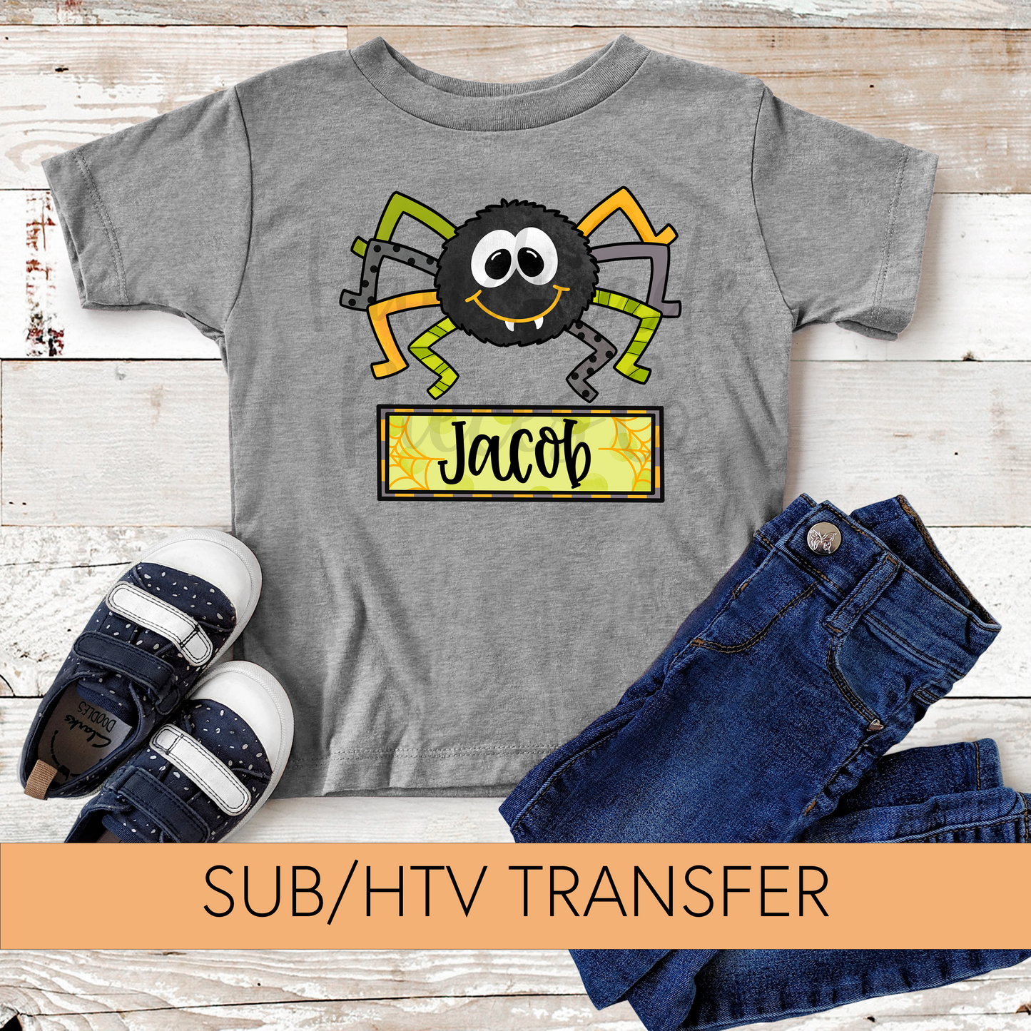 Spider, 2 with Name - Sublimation or HTV Transfer