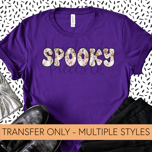 Spooky, Ghosts and Pumpkin Background - Sublimation or HTV Transfer