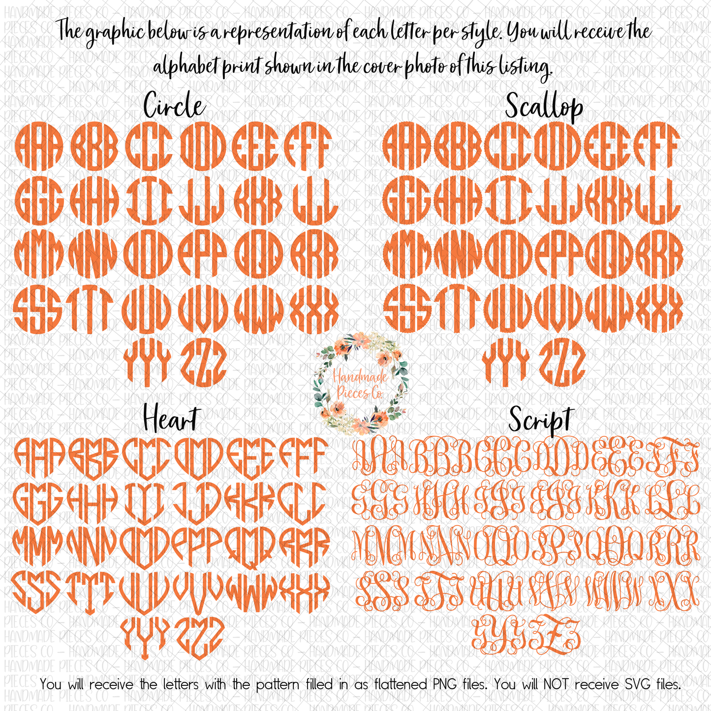 Christmas Monogram, Doodles Version 2 - Multiple Styles - Digital Download