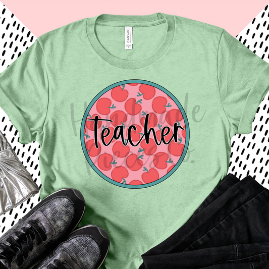 Teacher PNG, Circle Apples - Digital Download