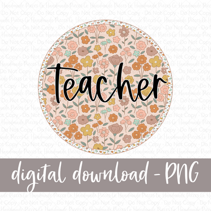 Teacher PNG, Circle Bohemian Spring - Digital Download