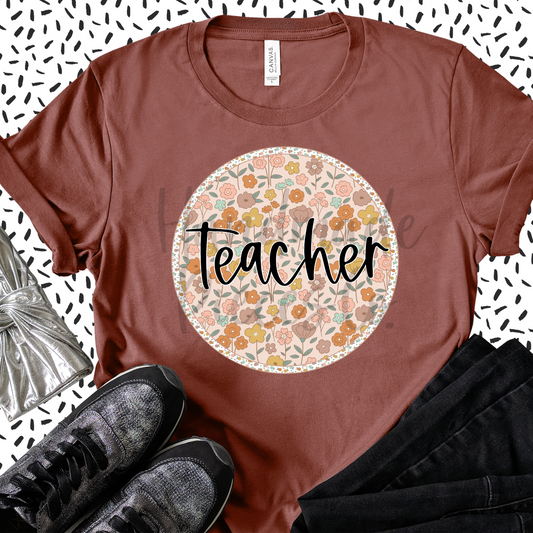 Teacher PNG, Circle Bohemian Spring - Digital Download