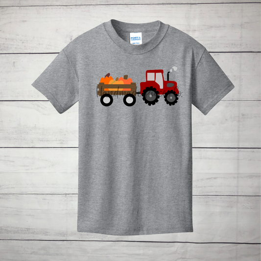 Pumpkin Tractor, Red Graphic Shirt