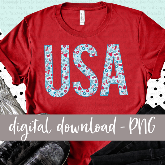 USA Blue Patriotic PNG - Digital Download