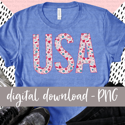 USA Red Patriotic PNG - Digital Download