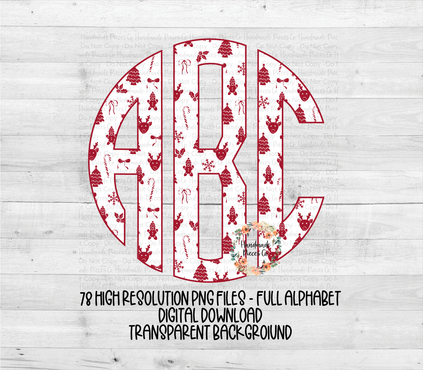 Christmas Monogram. Doodles - Multiple Styles - Digital Download