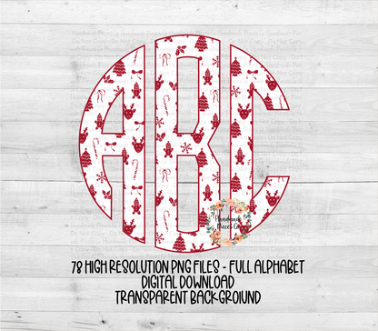 Christmas Monogram. Doodles - Multiple Styles - Digital Download