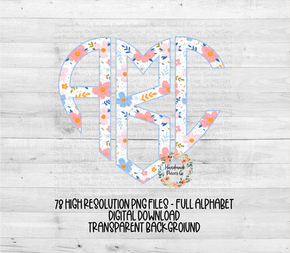 Colorful Garden Monogram, White - Multiple Styles - Digital Download