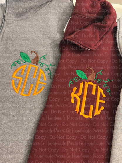 Pumpkin Monogram Embroidered Garment - Adult