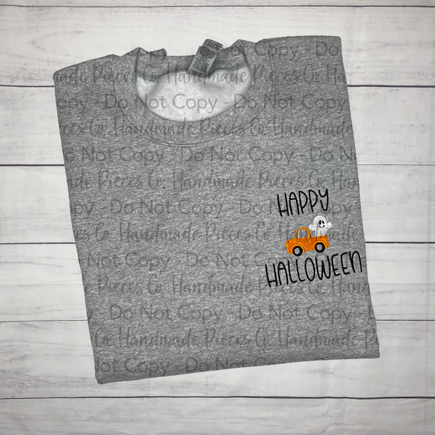 Happy Halloween Ghost Mini Truck Embroidered Garment - Adult