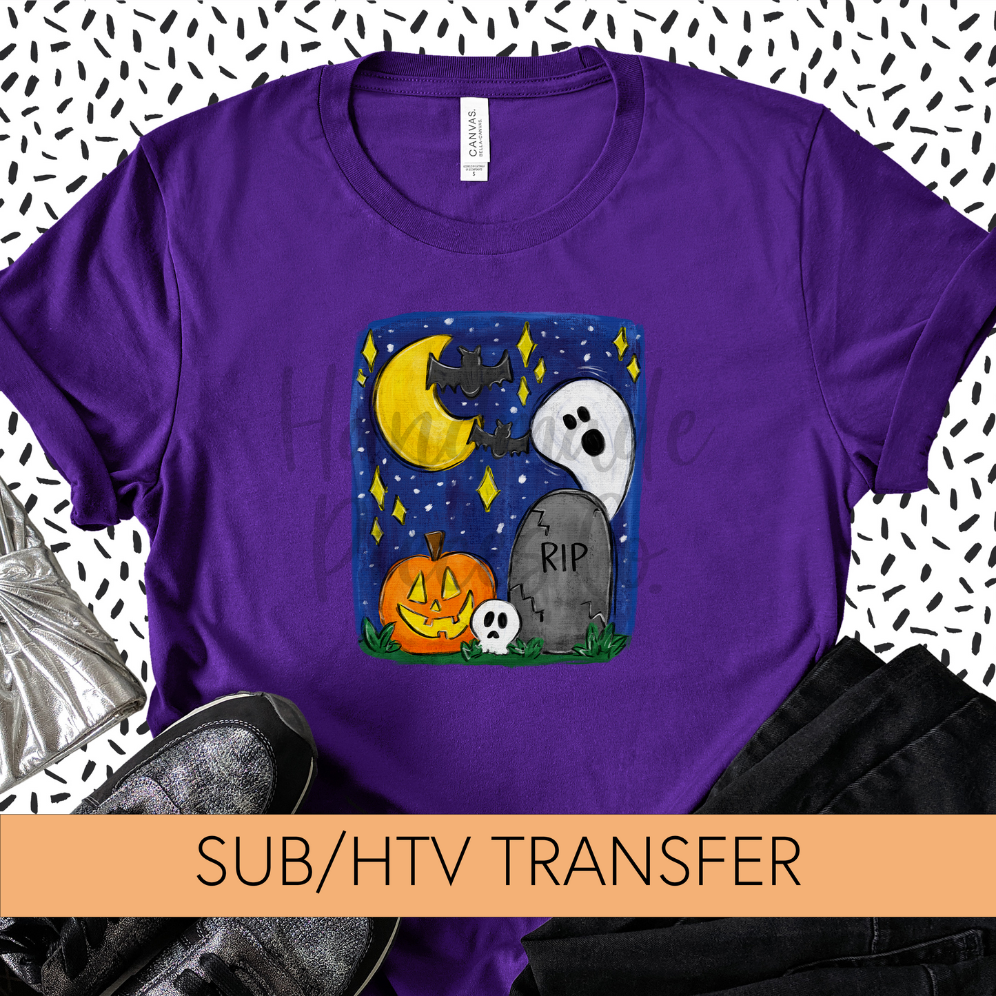 Painted Halloween Scene - Sublimation or HTV Transfer