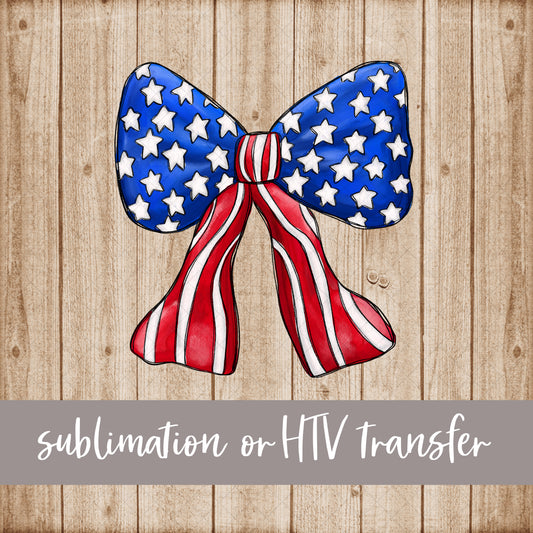 Patriotic Bow - Sublimation or HTV Transfer