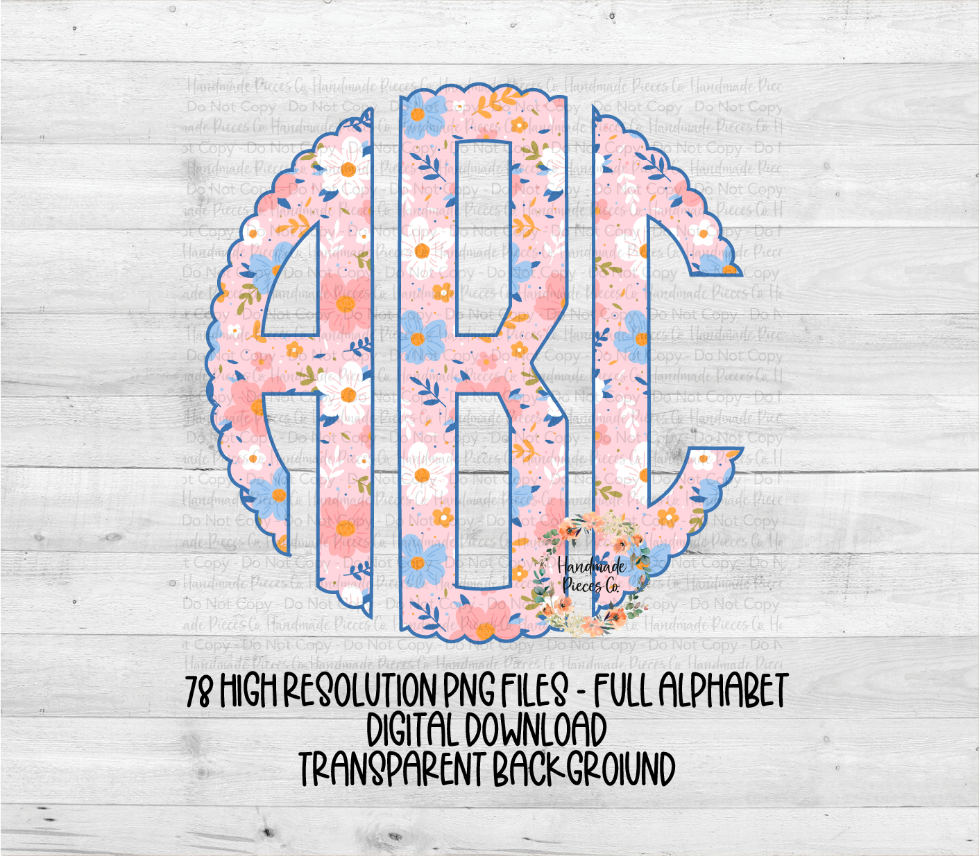 Colorful Garden Monogram, Pink - Multiple Styles - Digital Download