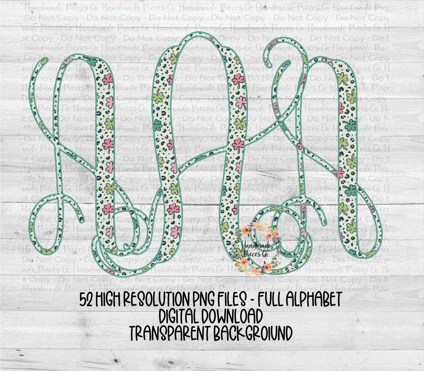 St. Patrick's Monogram, Colorful Clovers and Leopard Monogram - Multiple Styles - Digital Download