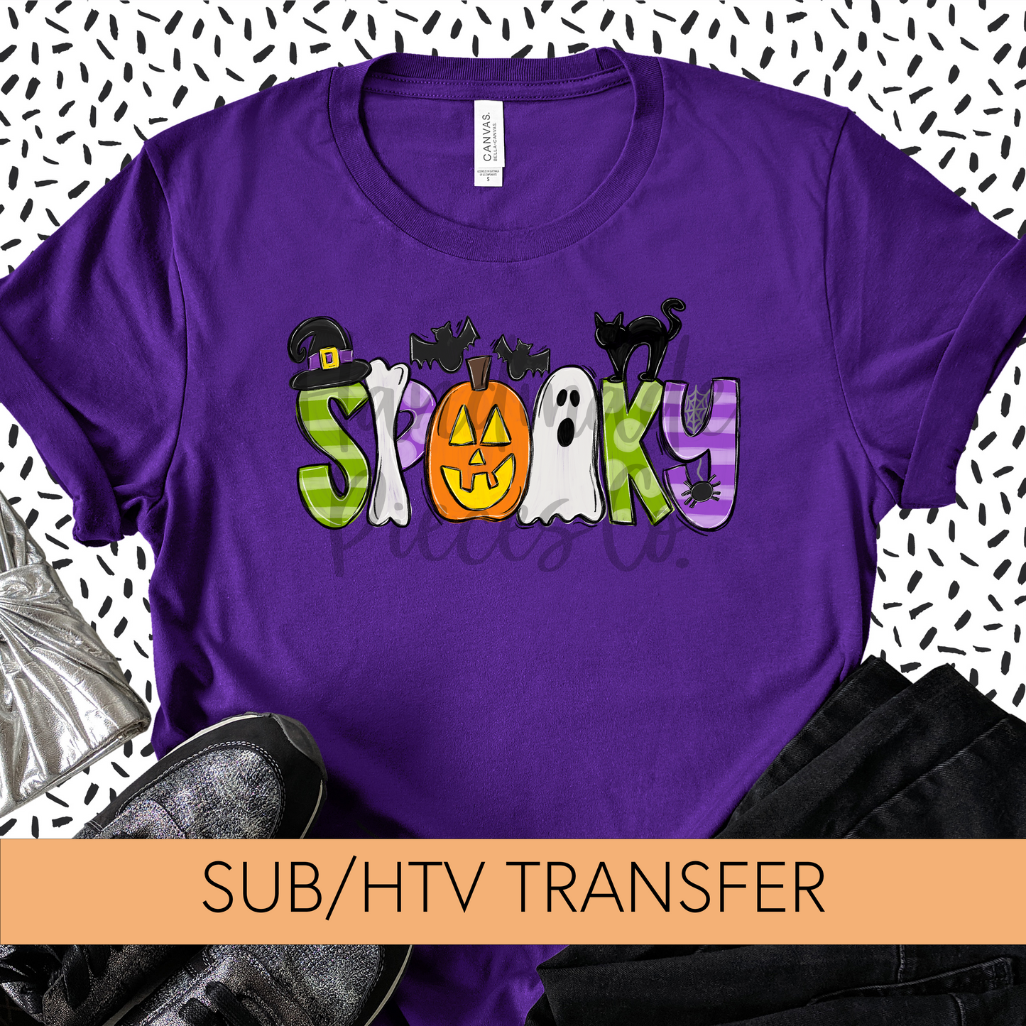 Spooky Doodle, Purple - Sublimation or HTV Transfer