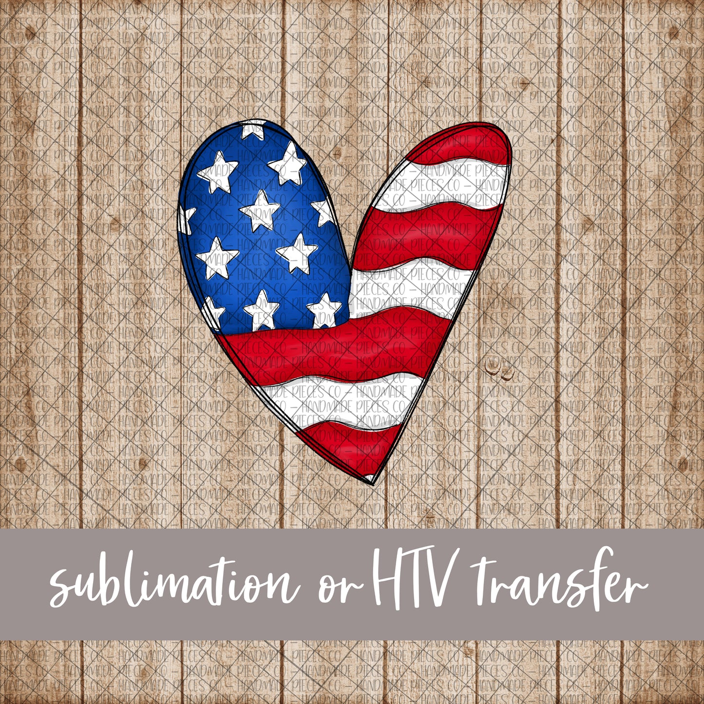 Patriotic Heart - Sublimation or HTV Transfer