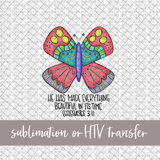 Butterfly - Ecclesiastes 3:11 - Sublimation or HTV Transfer