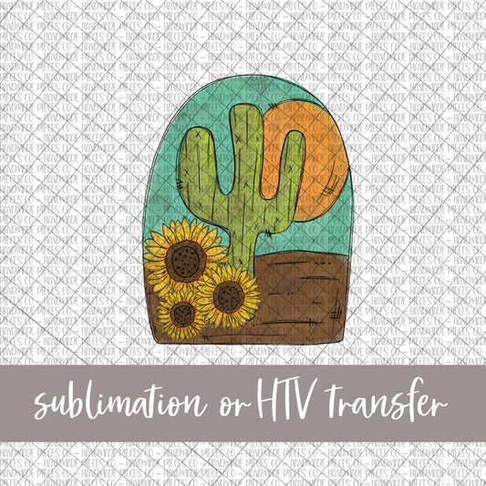 Cactus and Sunflower, Western - Sublimation or HTV Transfer