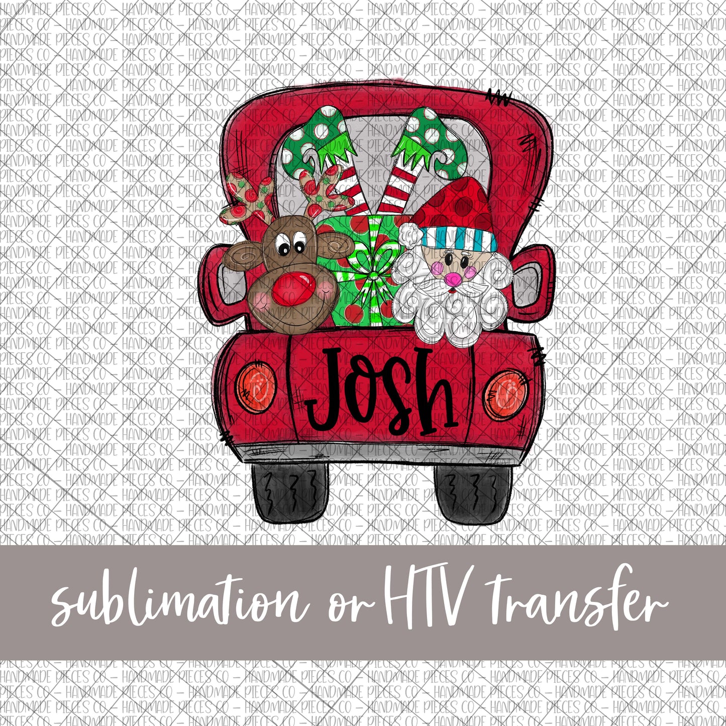 Christmas Vintage Truck - Name Optional - Sublimation or HTV Transfer