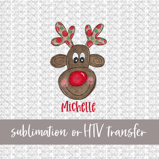 Reindeer - Name Optional - Sublimation or HTV Transfer