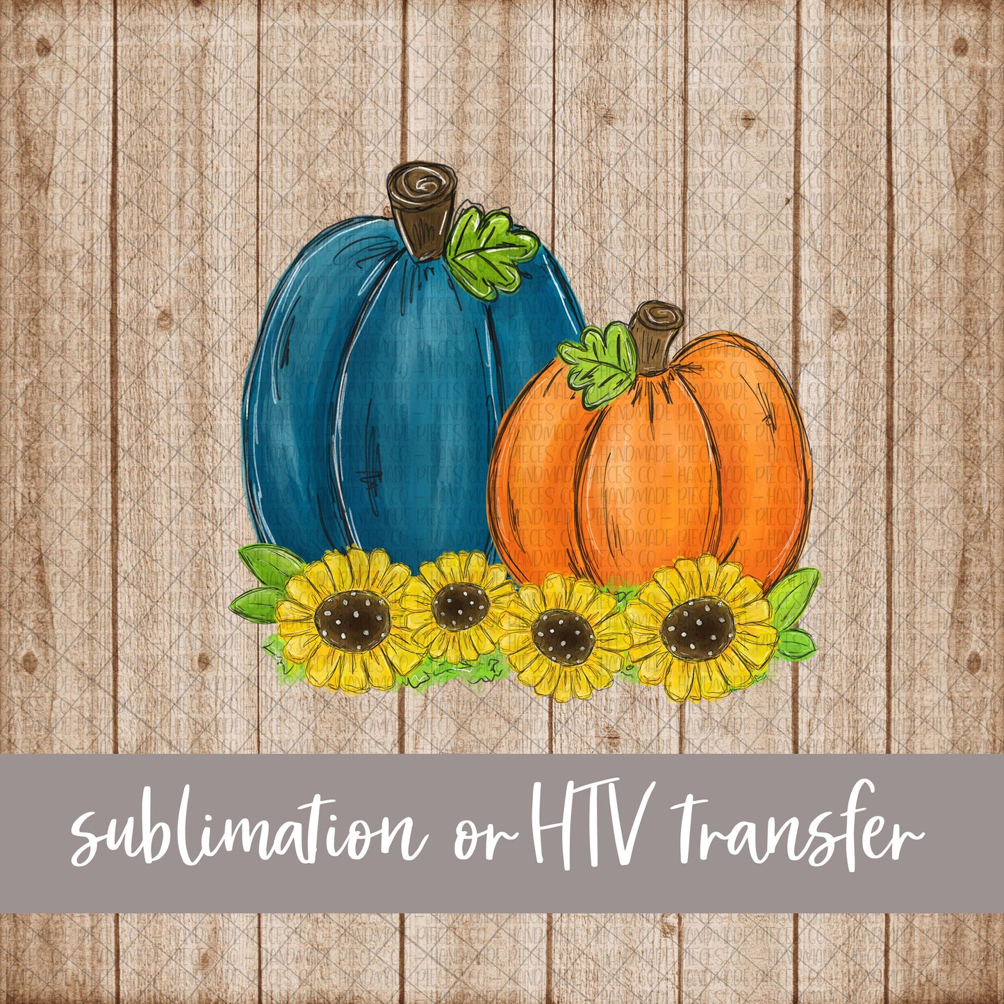 Pumpkin Duo with Sunflowers - Sublimation or HTV Transfer