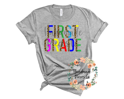 First Grade, Leopard Split - Sublimation or HTV Transfer