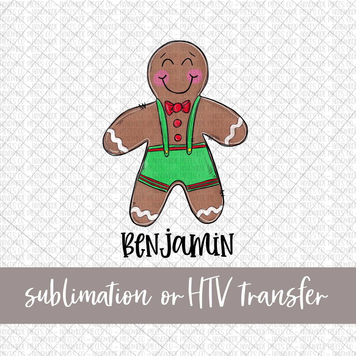 Gingerbread, Boy - Name Optional - Sublimation or HTV Transfer