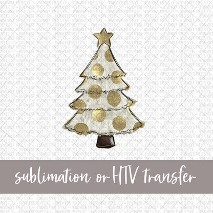 Christmas Tree, Gold Glitter -  Sublimation or HTV Transfer