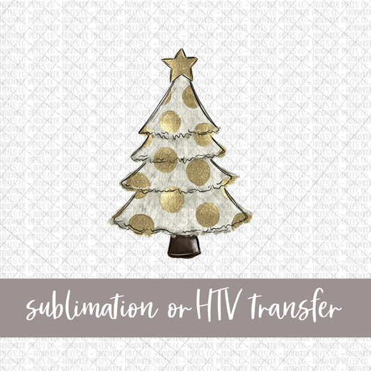 Christmas Tree, Gold Glitter -  Sublimation or HTV Transfer