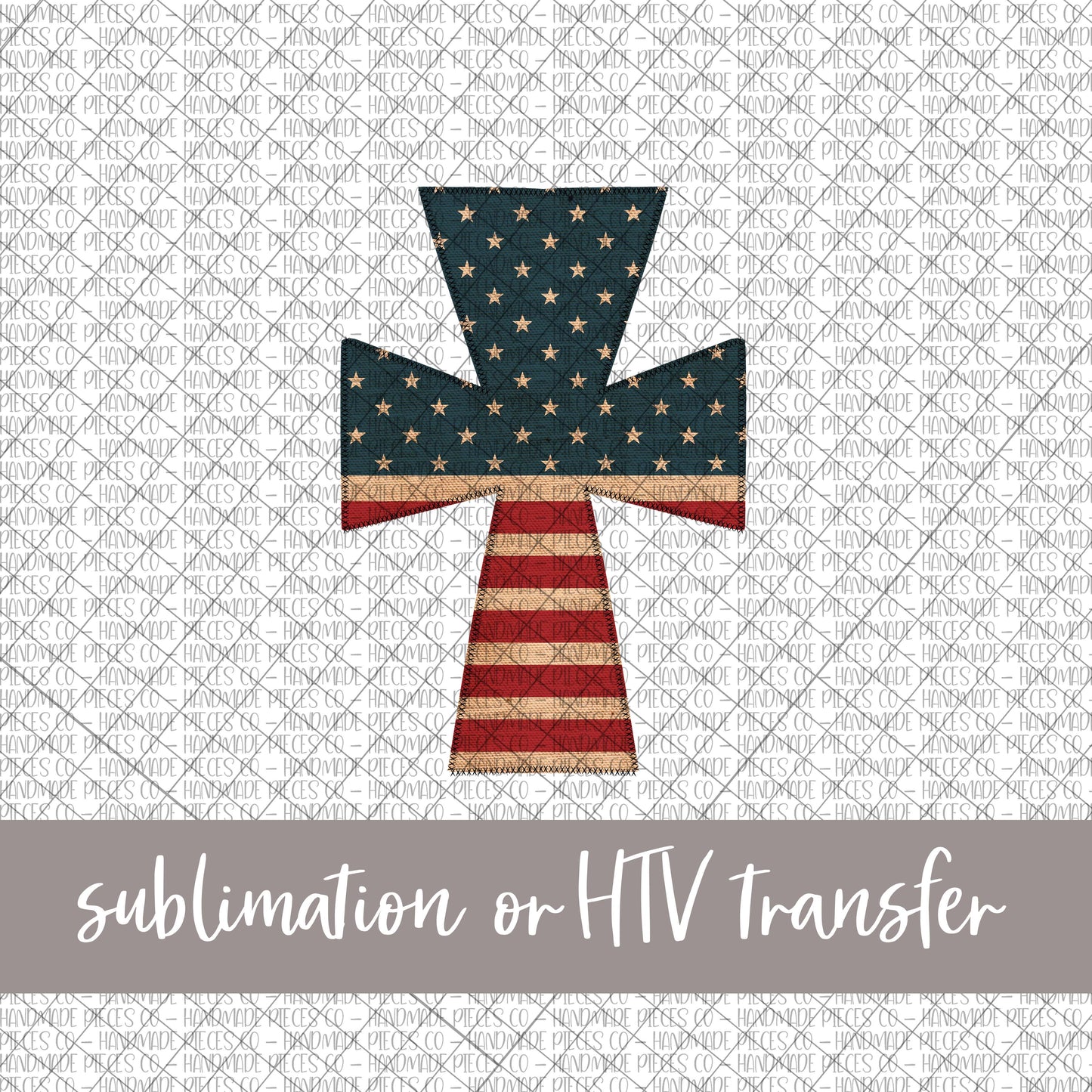 Patriotic Cross, Rustic - Sublimation or HTV Transfer