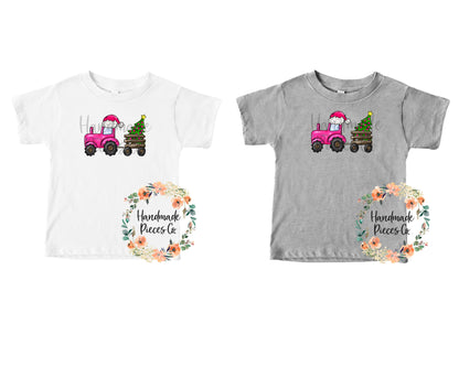 Christmas Tractor, Pink -  Sublimation or HTV Transfer