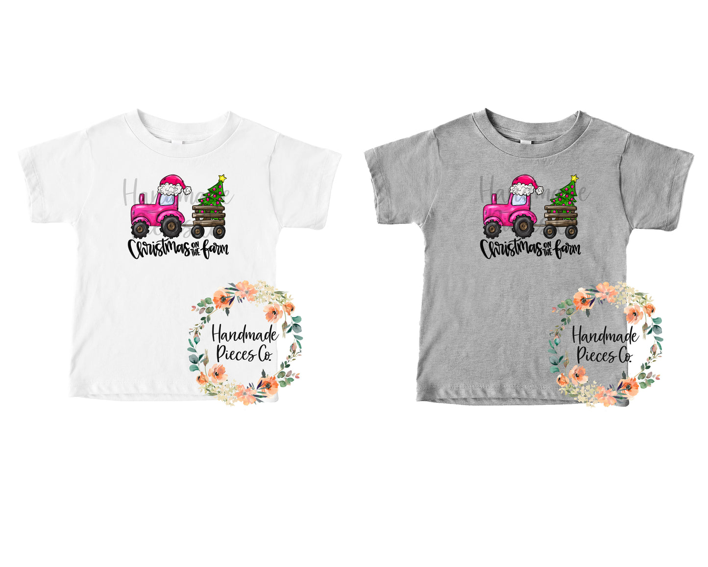 Christmas Tractor, Pink, Christmas on the Farm -  Sublimation or HTV Transfer