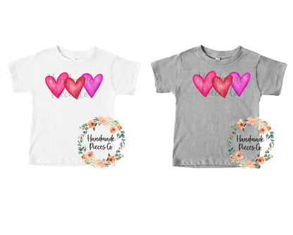 Watercolor Heart Trio, Pink - Sublimation or HTV Transfer