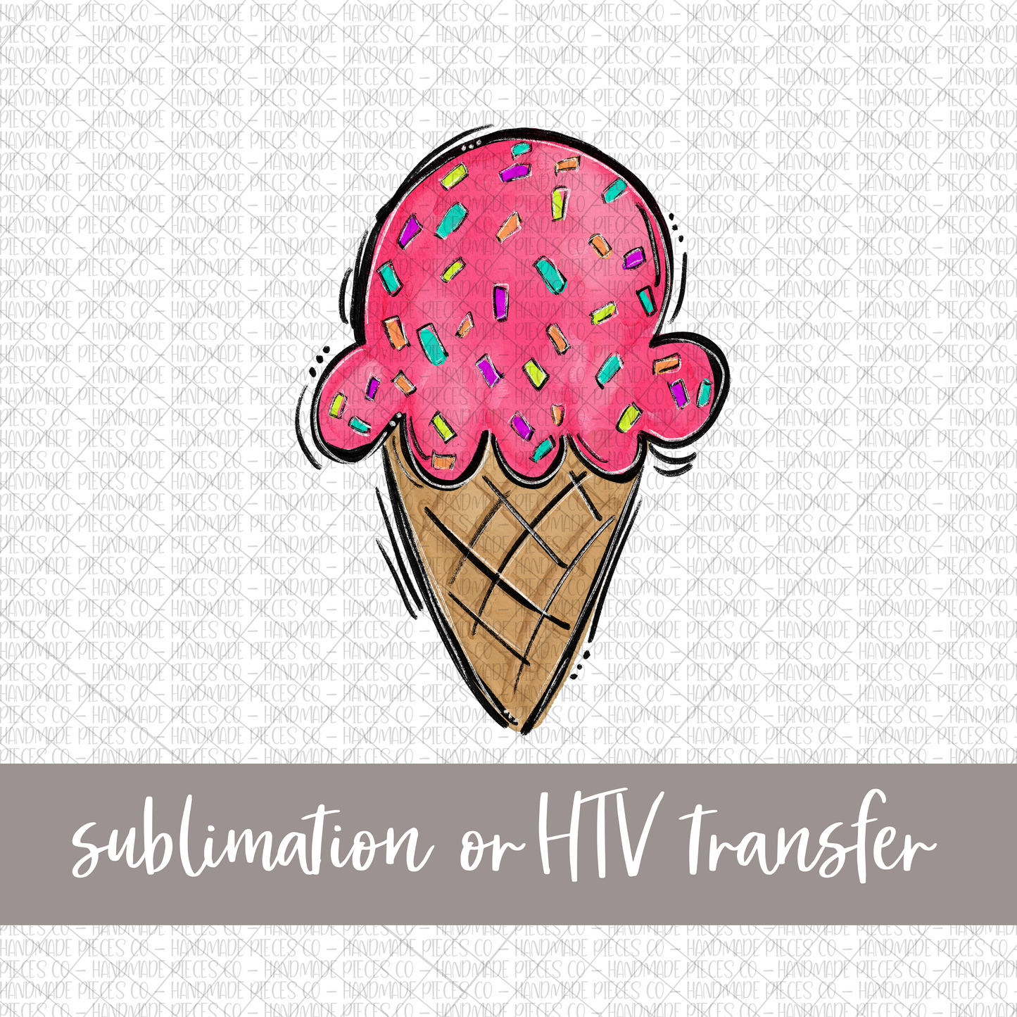 Ice Cream in Cone - Sublimation or HTV Transfer