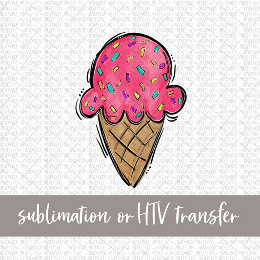 Ice Cream in Cone - Sublimation or HTV Transfer