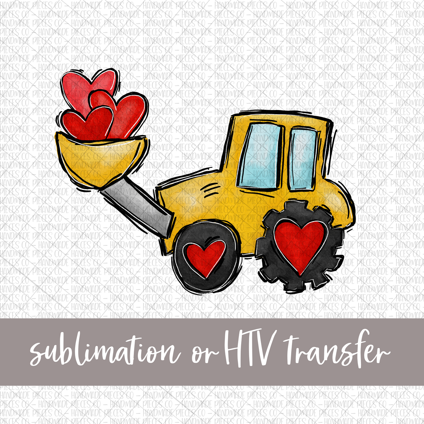 Tractor with Hearts - Sublimation or HTV Transfer