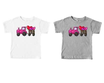 Pink Tractor with Hearts - Sublimation or HTV Transfer