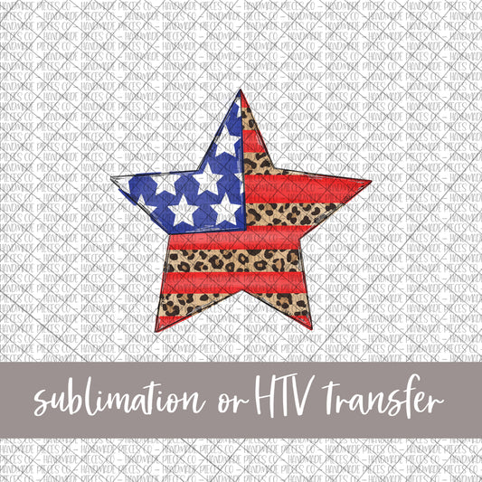 Patriotic Star, Leopard - Sublimation or HTV Transfer