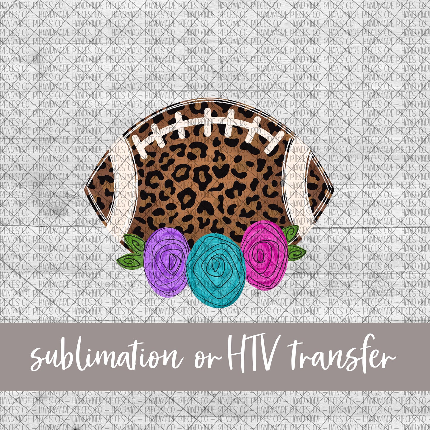 Leopard Football with Florals - Sublimation or HTV Transfer