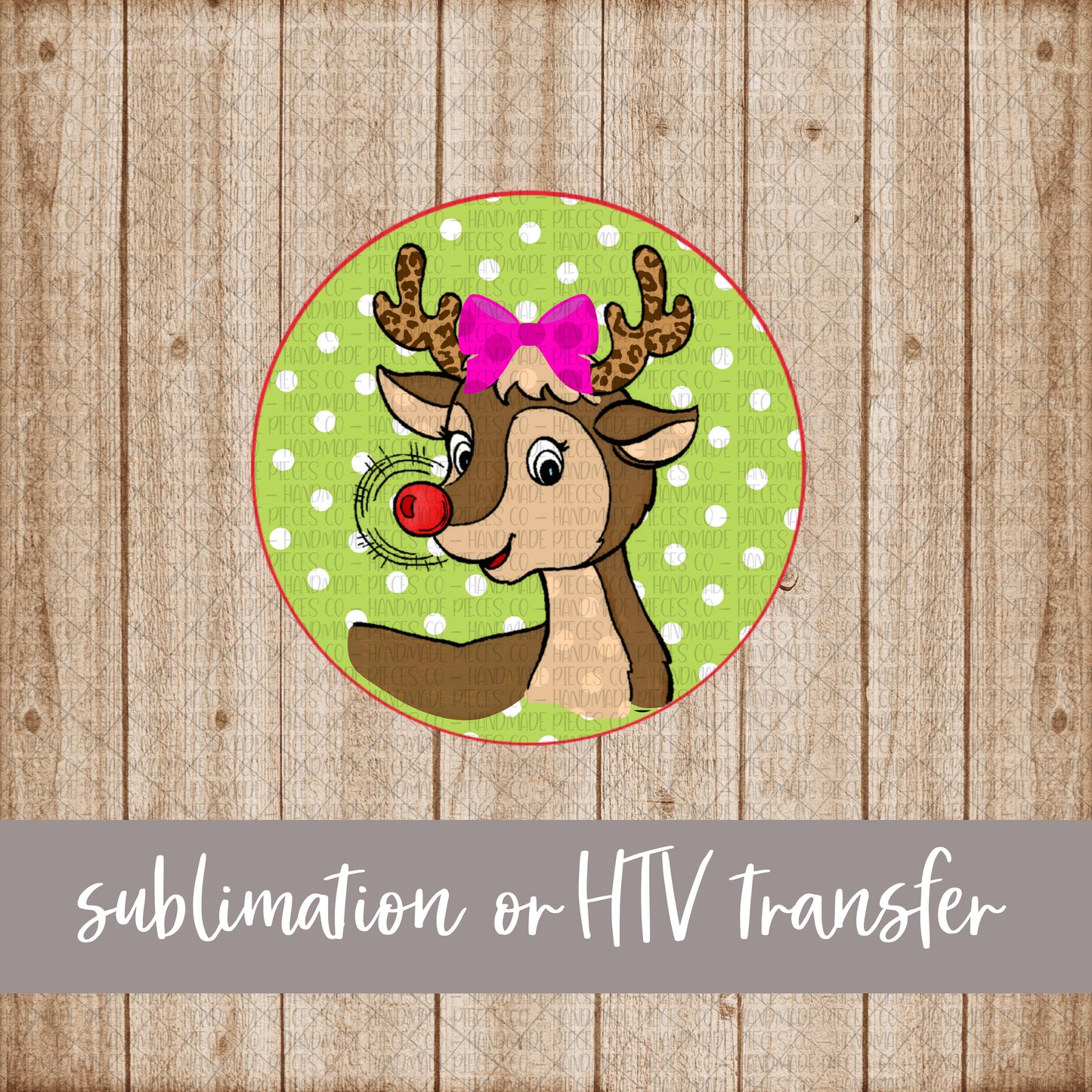 Reindeer with Bow - Sublimation or HTV Transfer