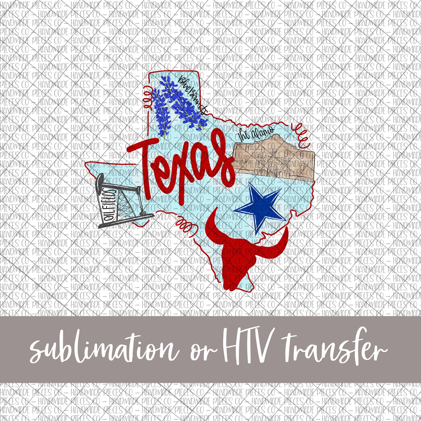 Texas,  Famous Things - Sublimation or HTV Transfer